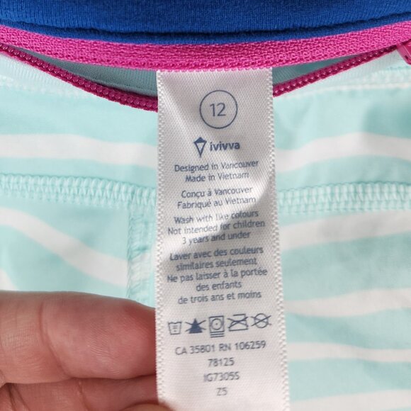 Ivivva by Lululemon Striped Workout Athletic Lined Shorts sz 12 - Picture 7 of 8